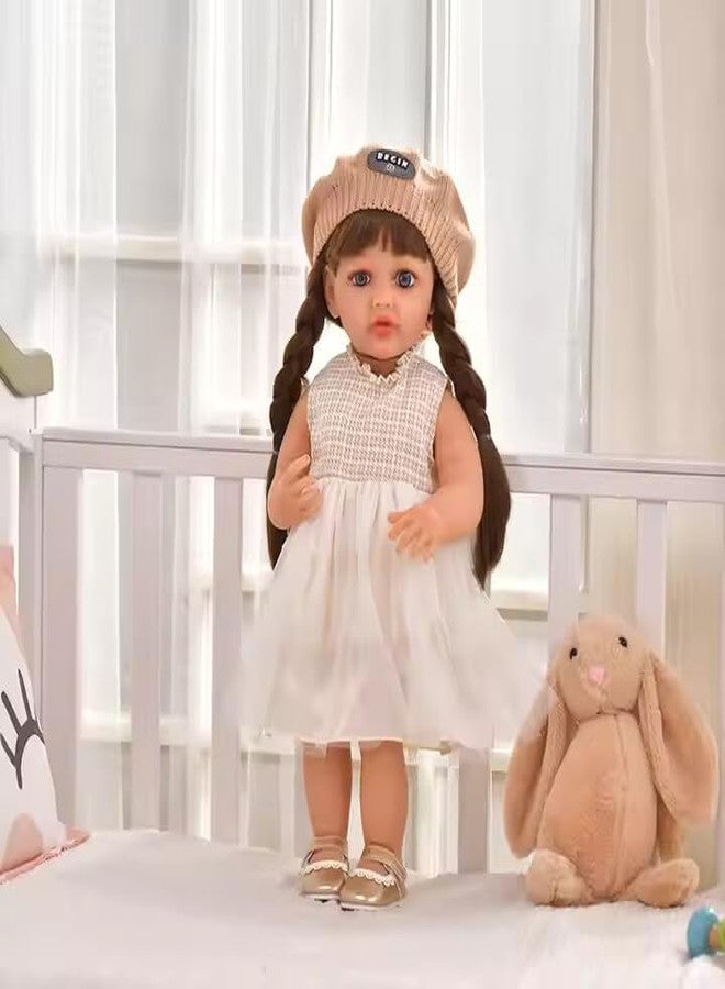Ramokdu Lifelike 22 Inch Reborn Baby Dolls Silicone Full Body Adorable Long Hair Toddler Princess Girls That Look Real Baby Doll 55cm Realistic Newborn Baby Doll for 3+ Year Old Girls - Multicolor - Image 5